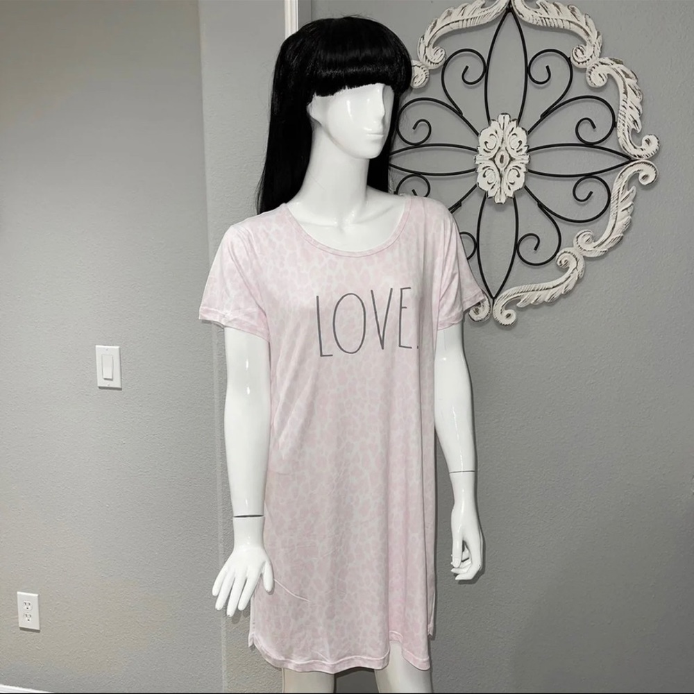 New Rae Dunn LOVE Leopard Print Pajama Shirt